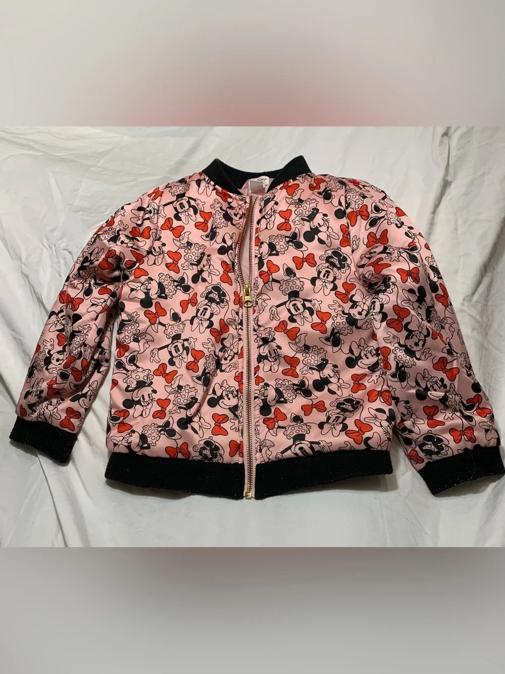 Disney TuTu Couture Minnie Mouse Satin Pink Puffer Jacket, girls size 5/6